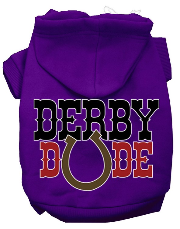 Derby Dude Screen Print Dog Hoodie Purple S